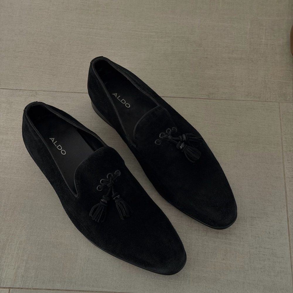 ALDO Black Suede Tassel Slip-On Loafers